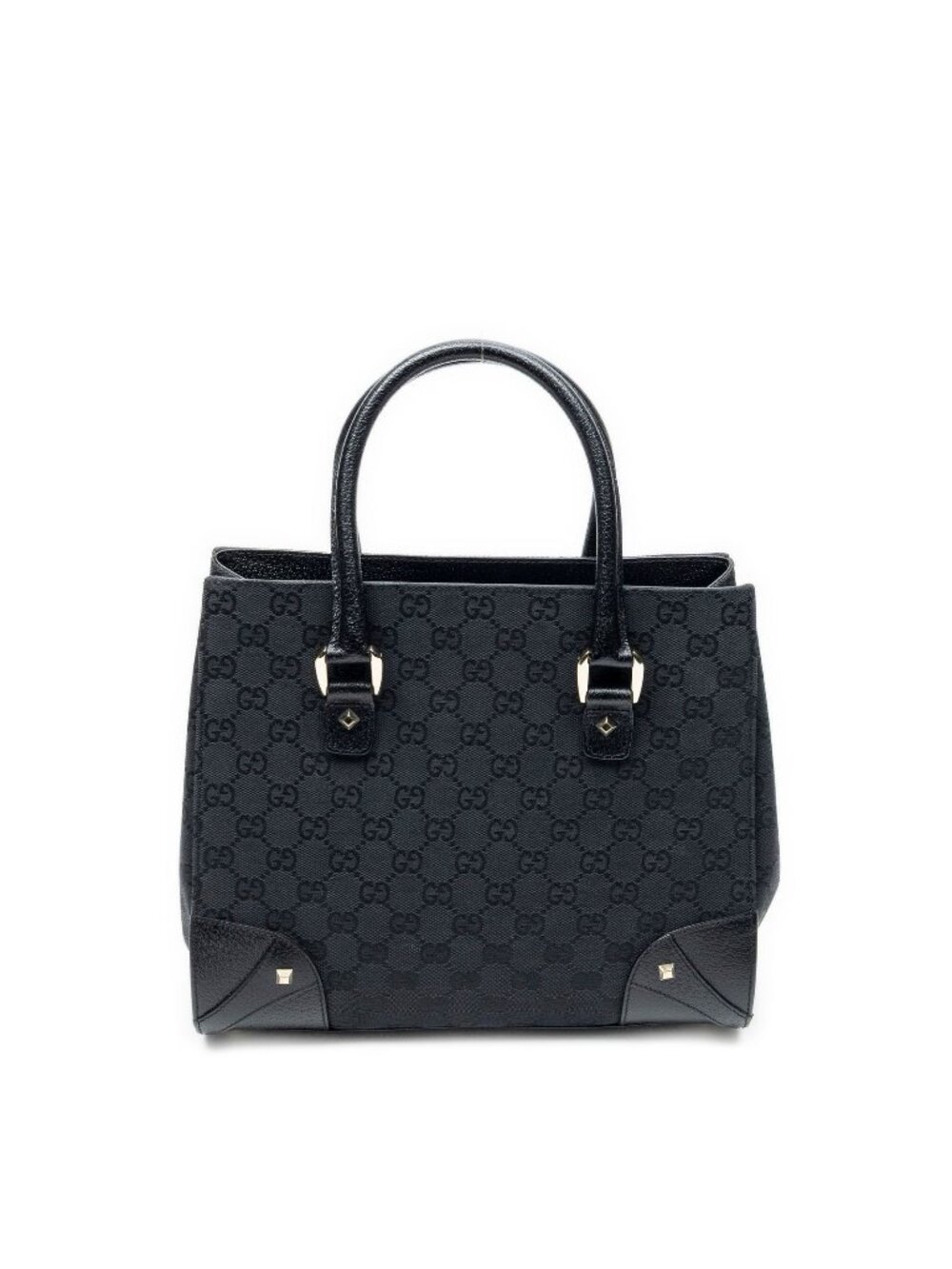 Gucci Nail Head Tote Bag Black GG Canvas